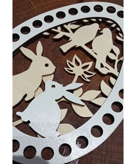 Baza do szydełkowania wielkanocna Zając wiosenne ptaki ażurowa kwiaty 20 cm