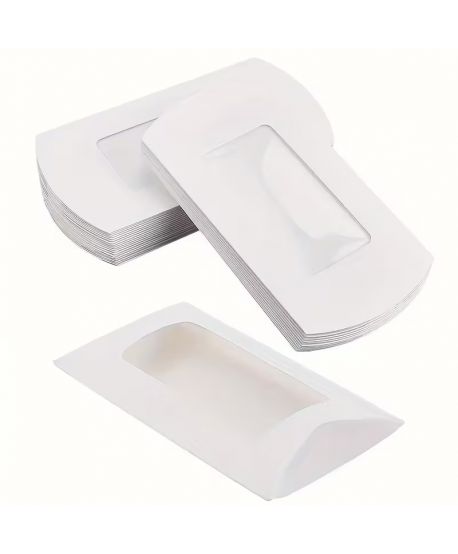 Pudełko poduszeczka białe komunijne na prezent cukierki dla gości z okienkiem poduszki  IHS białe 5 sztuk