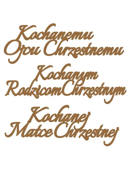 Drewniany napis drewniane napisy Kochanej Matce Chrzestnej Ojcu Chrzestnemu Rodzicom Chrzestnym makramy małe 4cm