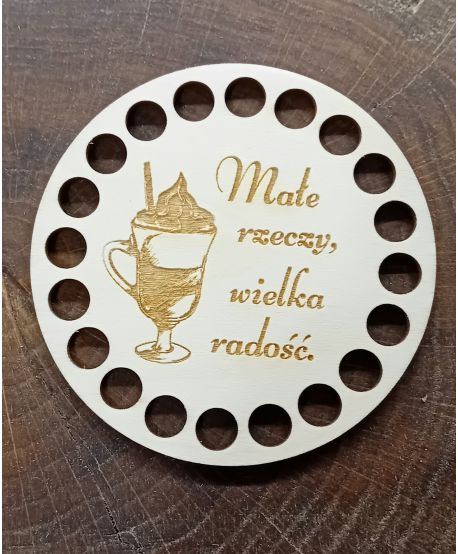 Małe rzeczy wielka radość cytat KUBEK filiżanka Drewniana baza ze sklejki podkładki podkładka
