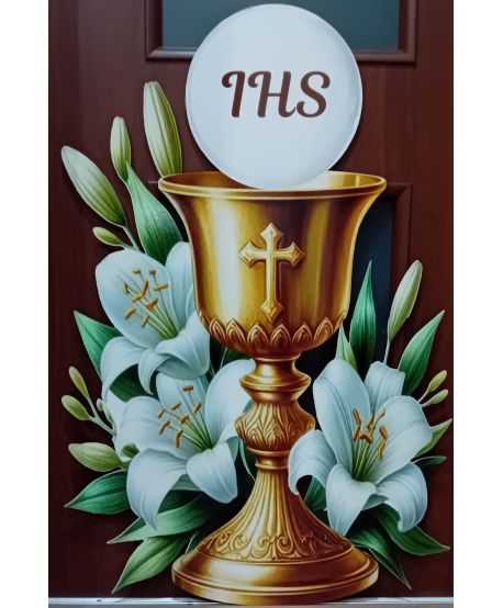 Dekoracja wielkoformatowa Kielich komunijny komunijna – ścianka okolicznościowa urodziny roczek chrzest