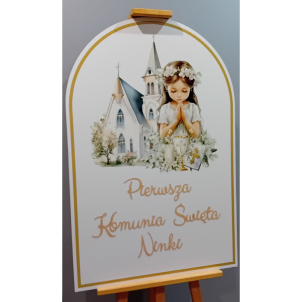 Tablica Powitalna Na Komunię Dekoracja Sali dla dziewczynki chłopca dekoracja tablica komunijna imieniem personalizowana