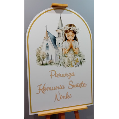 Tablica Powitalna Na Komunię Dekoracja Sali dla dziewczynki chłopca dekoracja tablica komunijna imieniem personalizowana