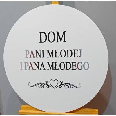 Tablica Powitalna Ślubna Dom Pani Młodej i Pana Młodego srebrna złota lustrzana