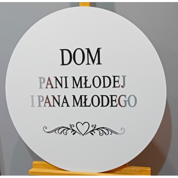 Tablica Powitalna Ślubna Dom Pani Młodej i Pana Młodego srebrna złota lustrzana