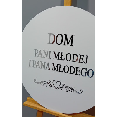 Tablica Powitalna Ślubna Dom Pani Młodej i Pana Młodego srebrna złota lustrzana