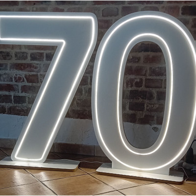 Cyfra Liczba 20 30 40 50 60 70 80 90 100 LED urodziny dekoracja do ścianki eventy 100 cm