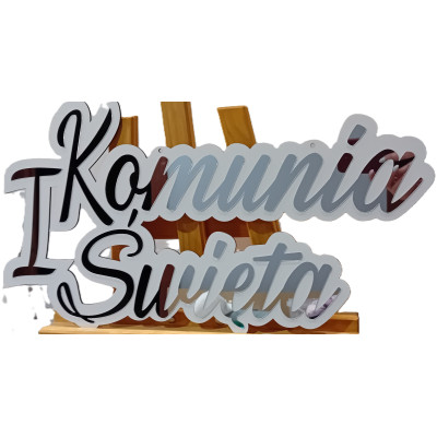 I Komunia Święta, Pierwsza Komunia Święta napis tablica srebrna dekoracje na ściankę napis tablica powitalna